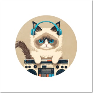 Cute DJ Ragdoll Cat Posters and Art